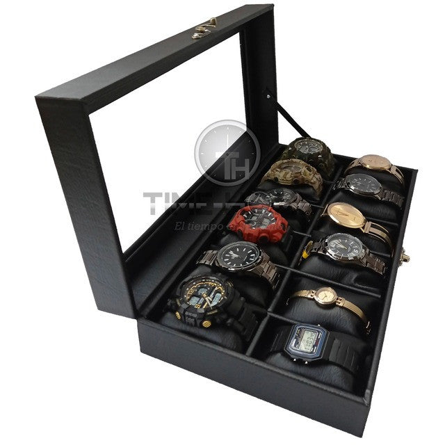 Estuche organizador de lujo para relojes - 12 puestos