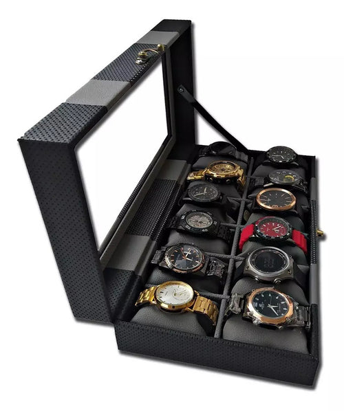 Estuche organizador de lujo para relojes - 12 puestos