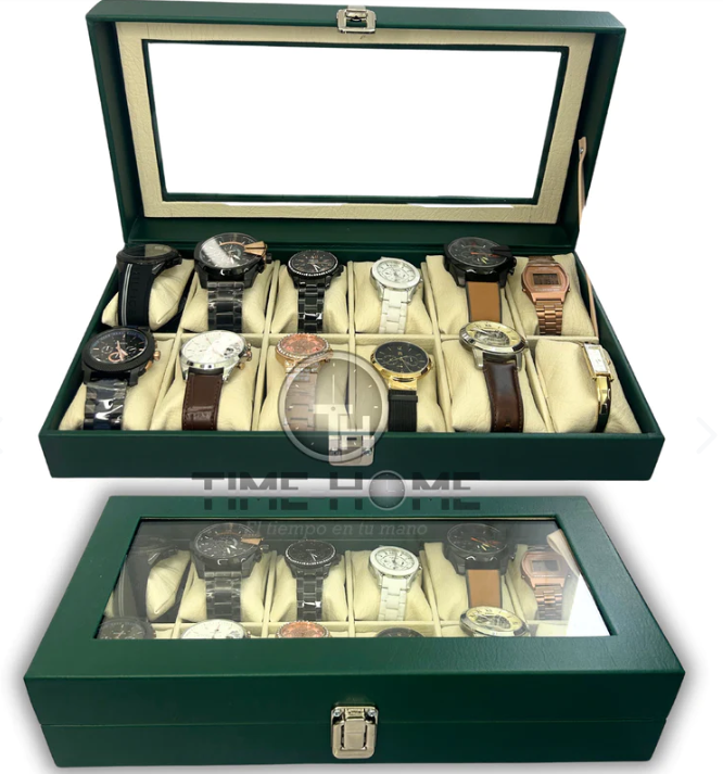 Estuche organizador de lujo para relojes - 12 puestos