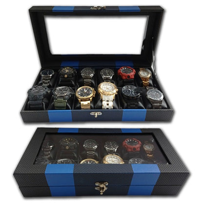 Estuche organizador de lujo para relojes - 12 puestos
