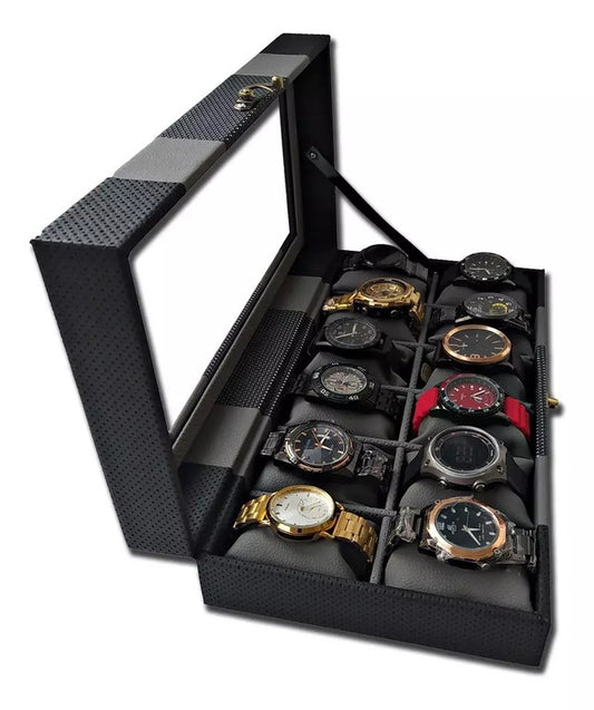 Estuche organizador de lujo para relojes - 12 puestos